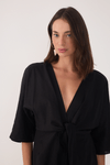 Vestido Curto Linho Mangão