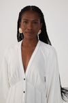 Vestido Midi Linho Recortes Cintura