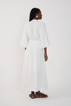 Vestido Midi Linho Recortes Cintura