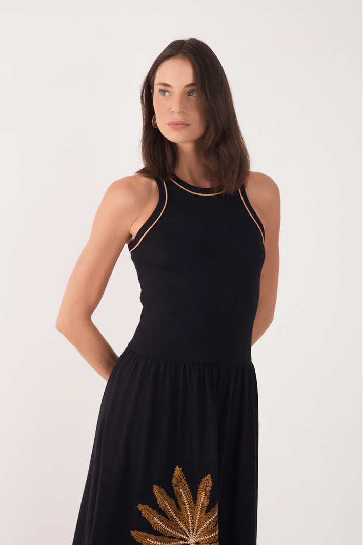 Vestido Regata Bordado Céu Sereno