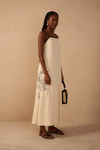 Vestido Cropped Linho Bordado Floral