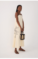 Vestido Cropped Linho Bordado Floral