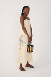 Vestido Cropped Linho Bordado Floral
