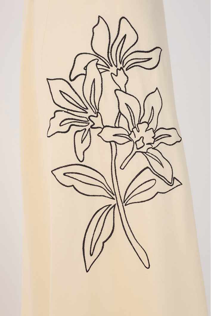 Vestido Cropped Linho Bordado Floral