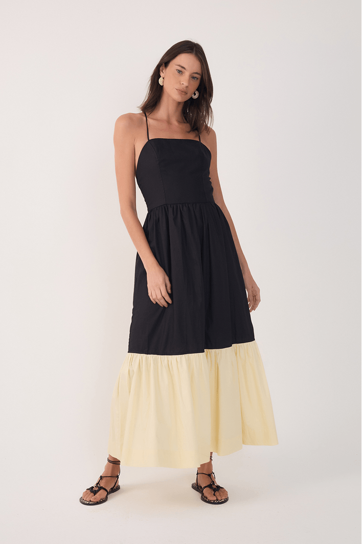 Vestido Cropped Bicolor
