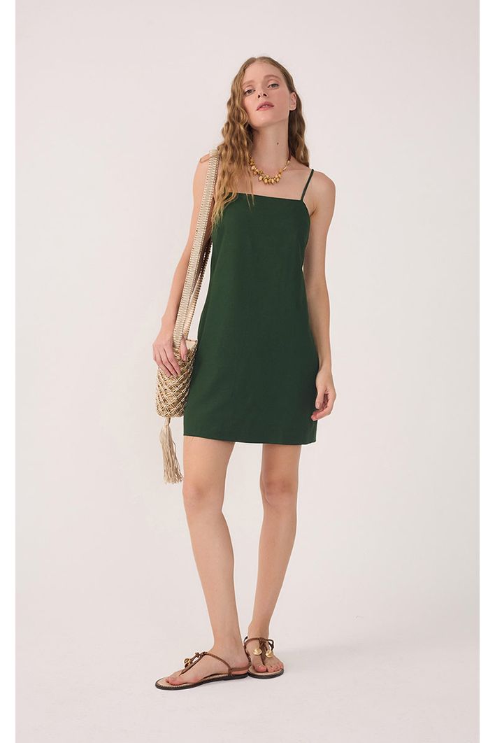 Vestido Curto Linho Reto