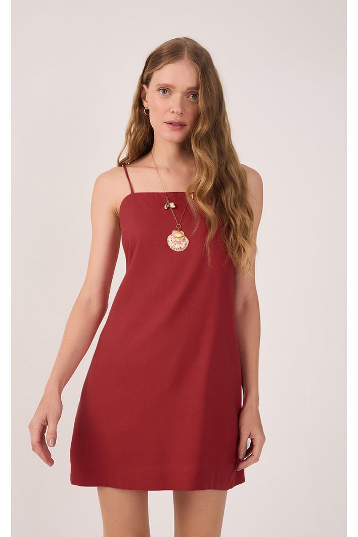 Vestido Curto Linho Reto