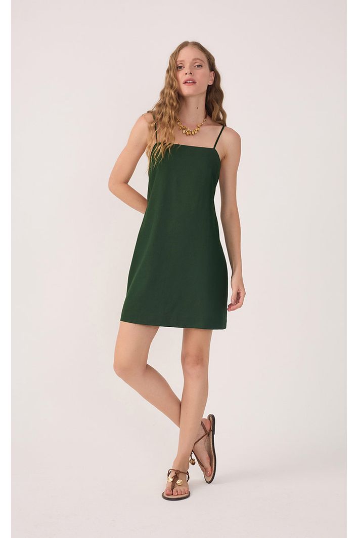 Vestido Curto Linho Reto