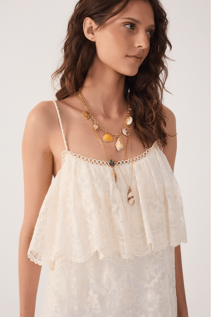 Vestido Curto Tule Rendado