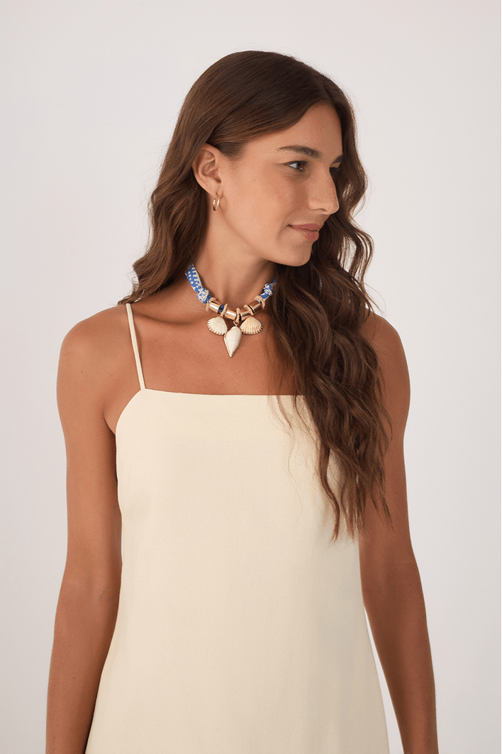 Vestido Curto Linho Reto