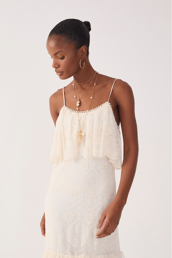 Vestido Longo Tule Rendado