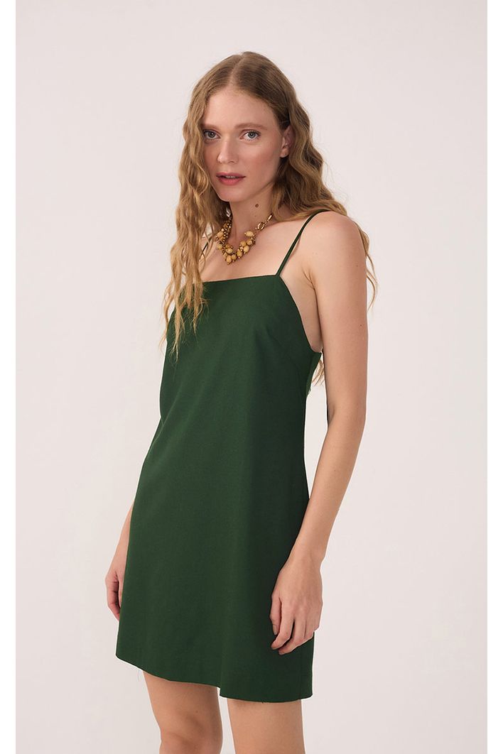Vestido Curto Linho Reto