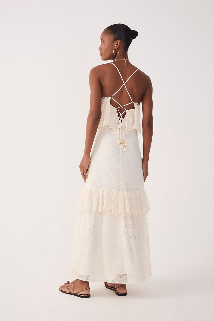 Vestido Longo Tule Rendado