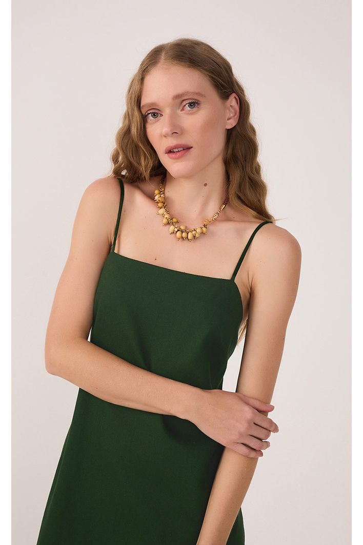 Vestido Curto Linho Reto