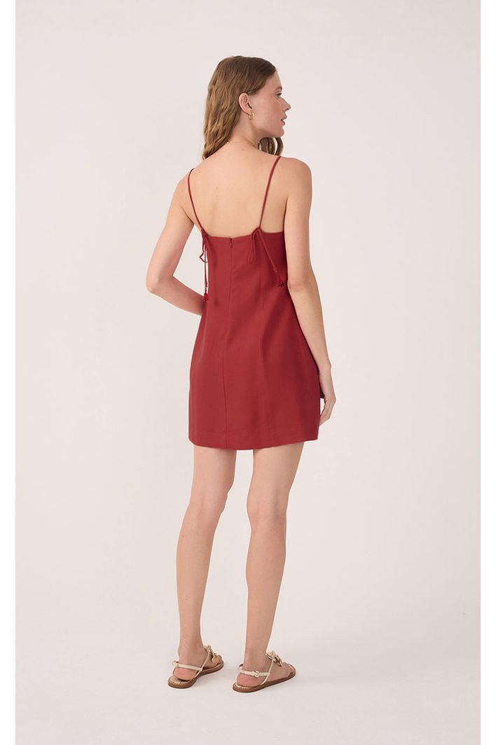 Vestido Curto Linho Reto