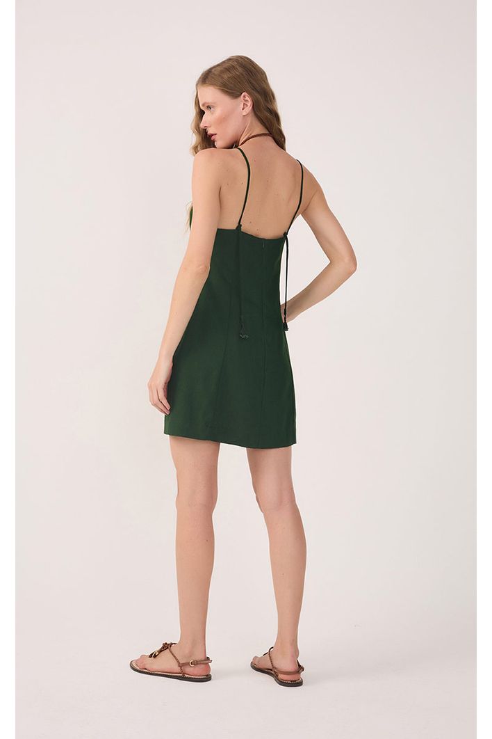 Vestido Curto Linho Reto