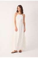 Vestido Cropped Linho Risca de Giz