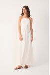 Vestido Cropped Linho Risca de Giz