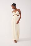 Vestido Longo Linho Busto Franzido