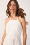 Vestido Cropped Linho Risca de Giz