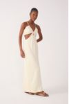 Vestido Longo Linho Busto Franzido