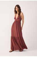 Vestido Crepe Metal  Decote