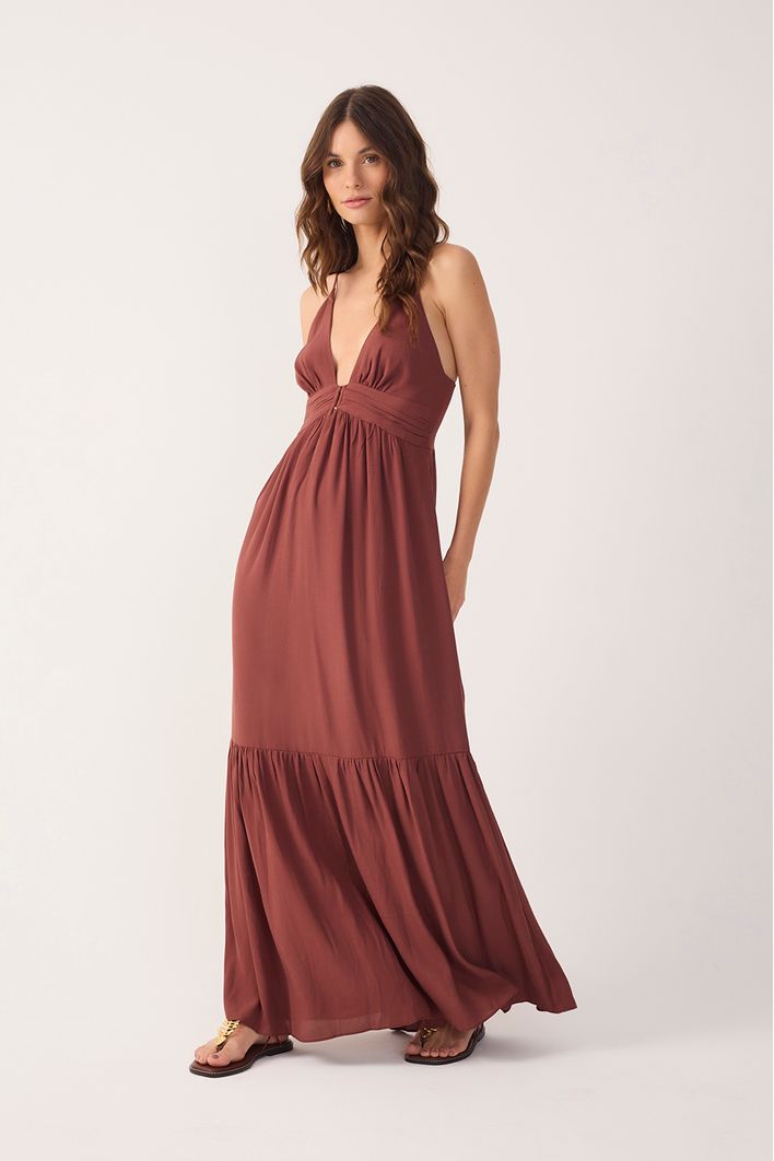 Vestido Crepe Metal  Decote