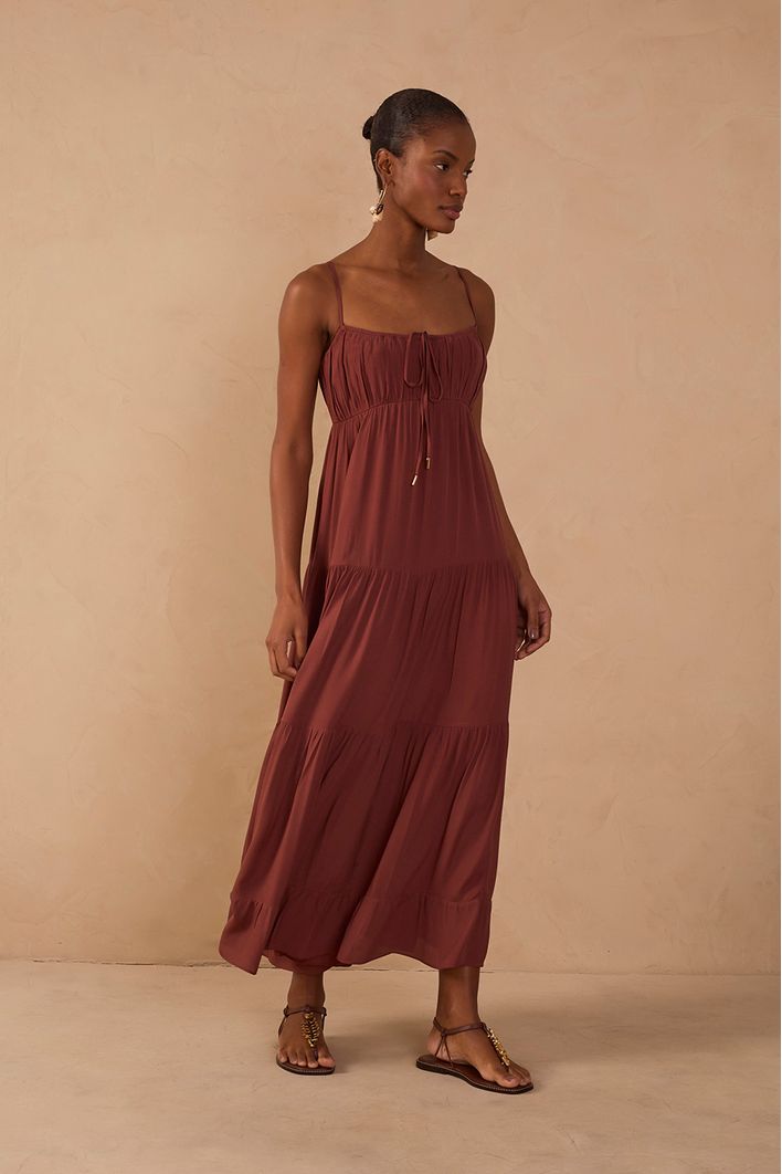 Vestido Cropped Crepe Busto Franzido