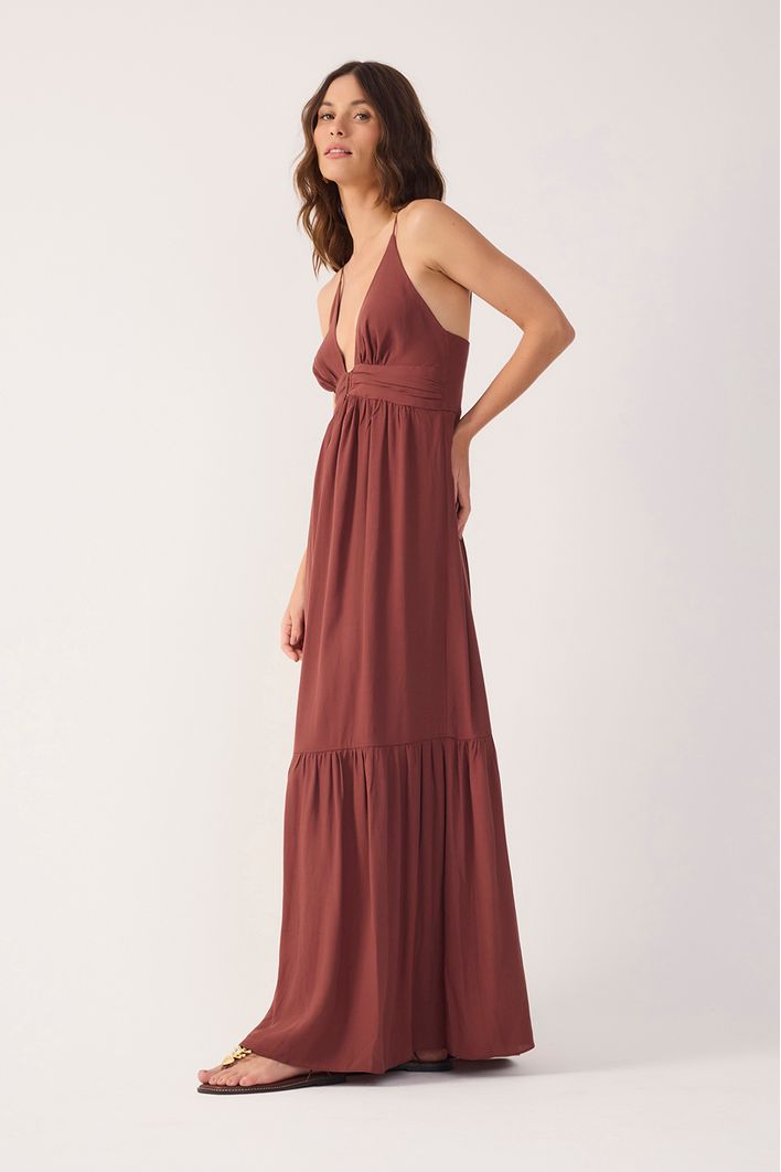 Vestido Crepe Metal  Decote