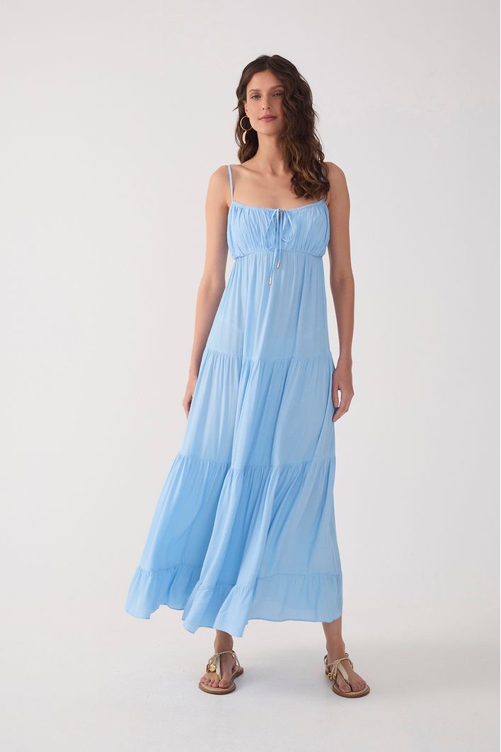 Vestido Cropped Crepe Busto Franzido