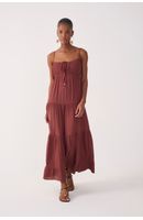 Vestido Cropped Crepe Busto Franzido