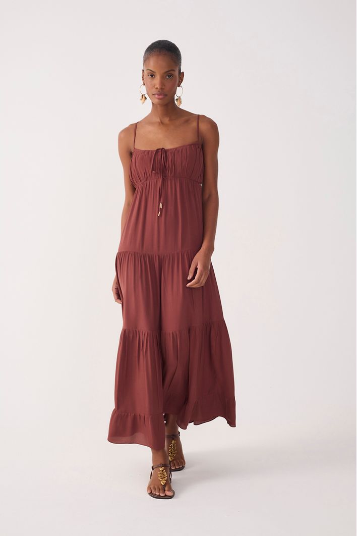 Vestido Cropped Crepe Busto Franzido