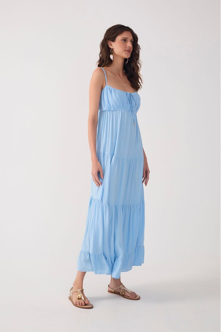 Vestido Cropped Crepe Busto Franzido