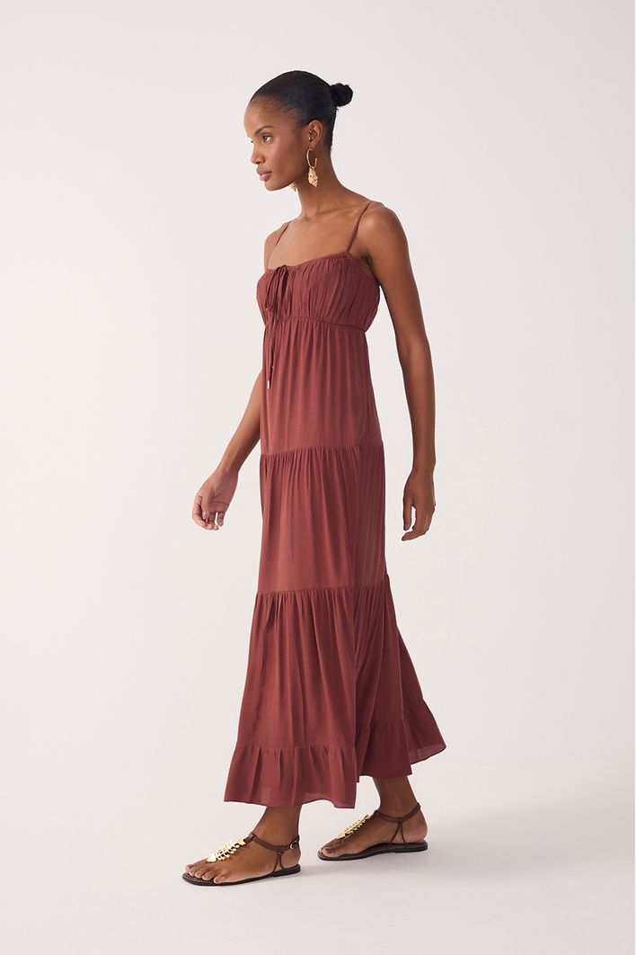 Vestido Cropped Crepe Busto Franzido