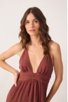 Vestido Crepe Metal  Decote