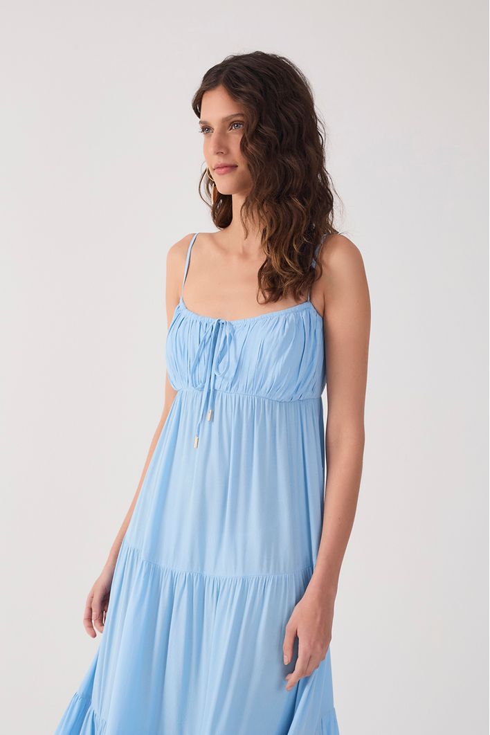 Vestido Cropped Crepe Busto Franzido