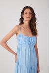 Vestido Cropped Crepe Busto Franzido