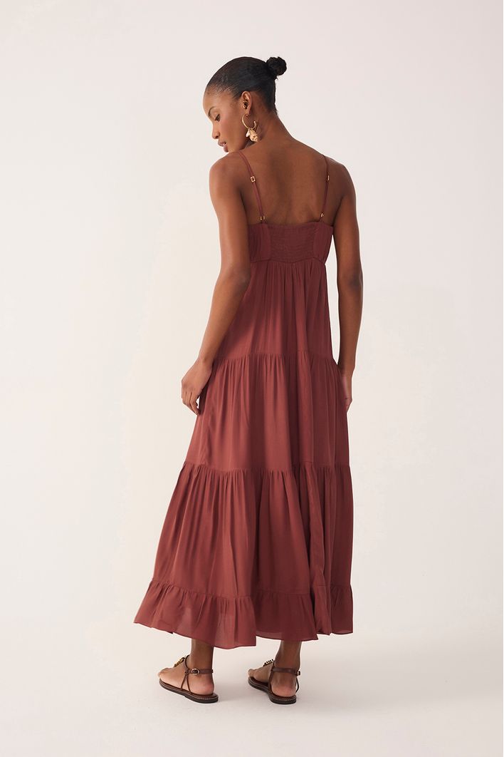 Vestido Cropped Crepe Busto Franzido
