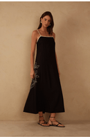 Vestido Cropped Linho Bordado Floral