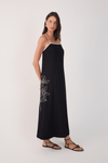 Vestido Cropped Linho Bordado Floral