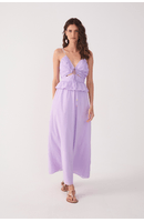 Vestido Longo Algodão Babado Cintura