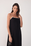 Vestido Cropped Linho Bordado Floral