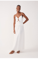 Vestido Longo Algodão Babado Cintura