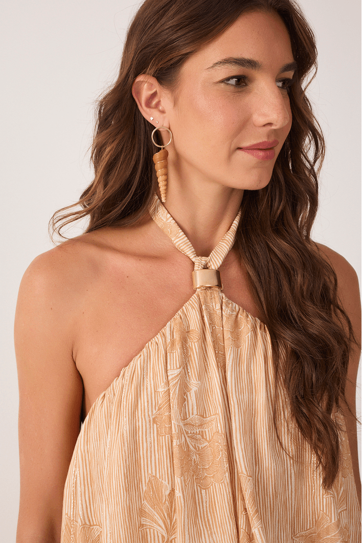 Vestido Lurex Estampa Doce Oceano