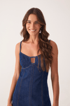 Vestido Jeans Curto Recortes
