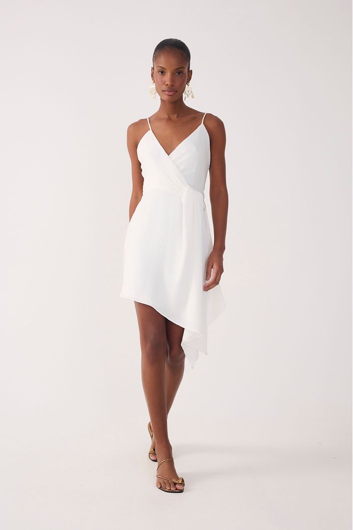 Vestido Curto Cetim Plissado