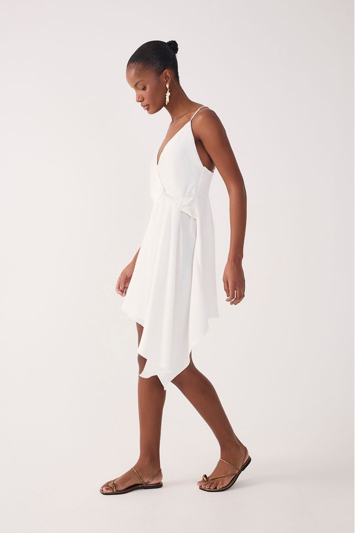 Vestido Curto Cetim Plissado