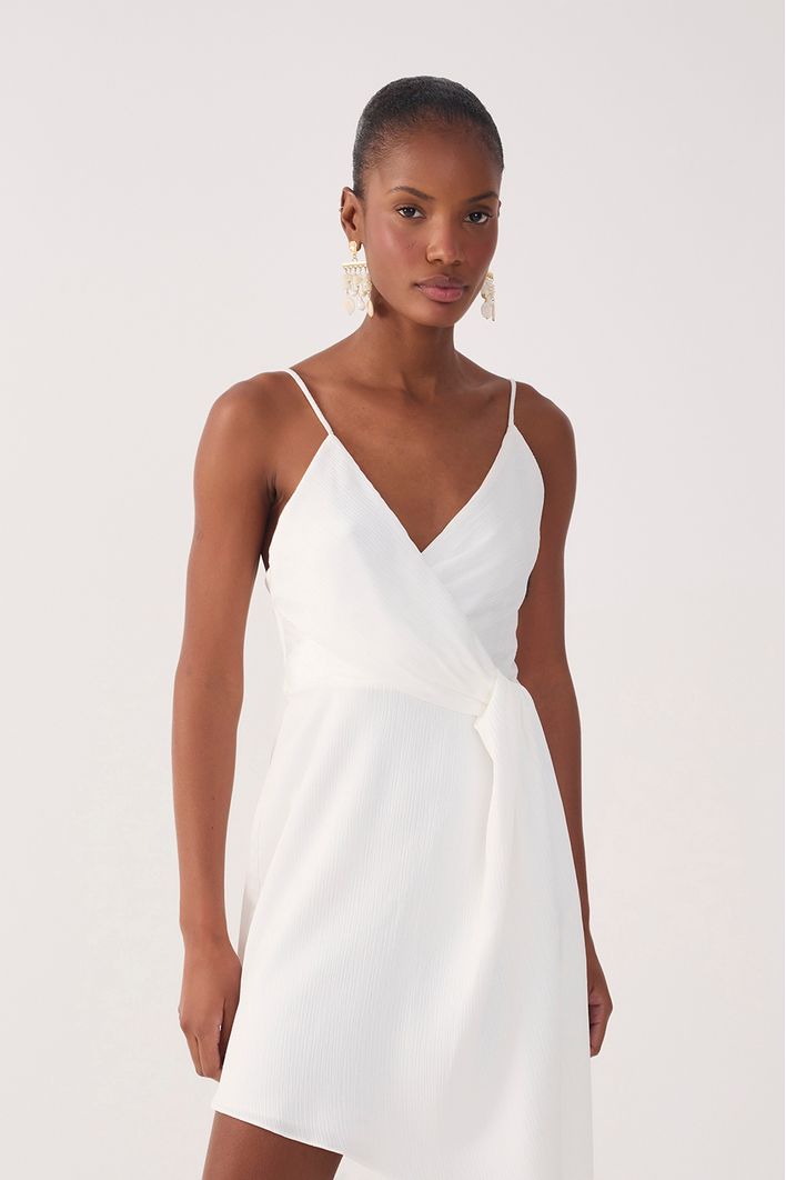 Vestido Curto Cetim Plissado