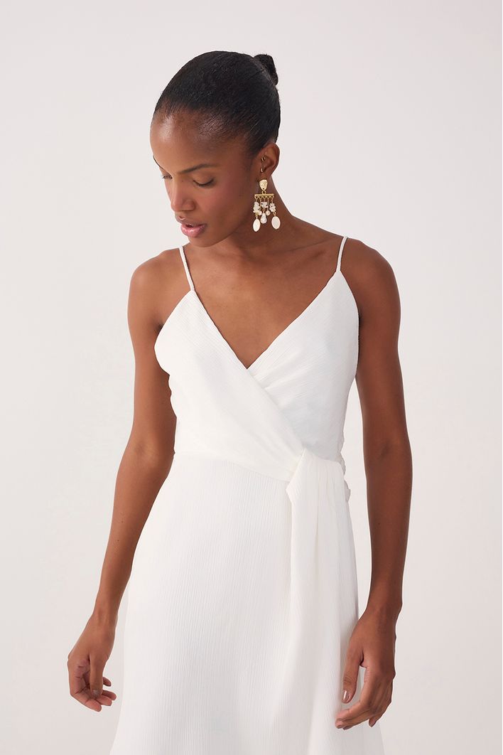 Vestido Curto Cetim Plissado