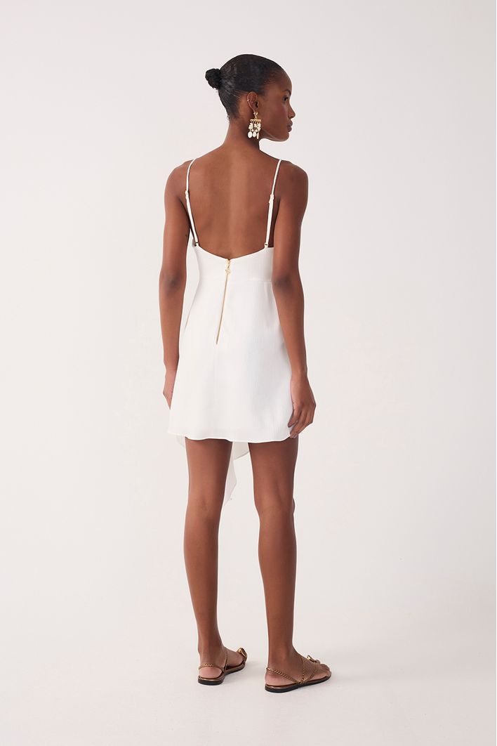 Vestido Curto Cetim Plissado